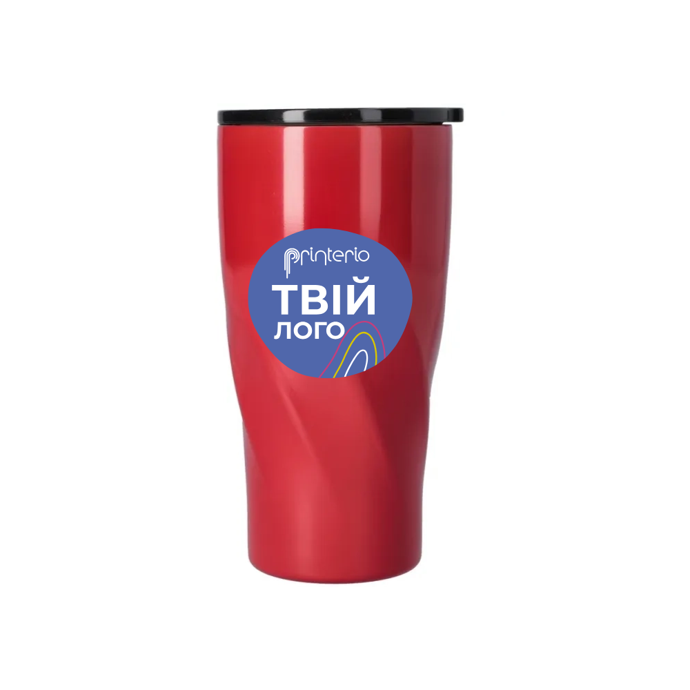 Термокружка металлическая Optima AROMA 590 мл, красная с логотипом