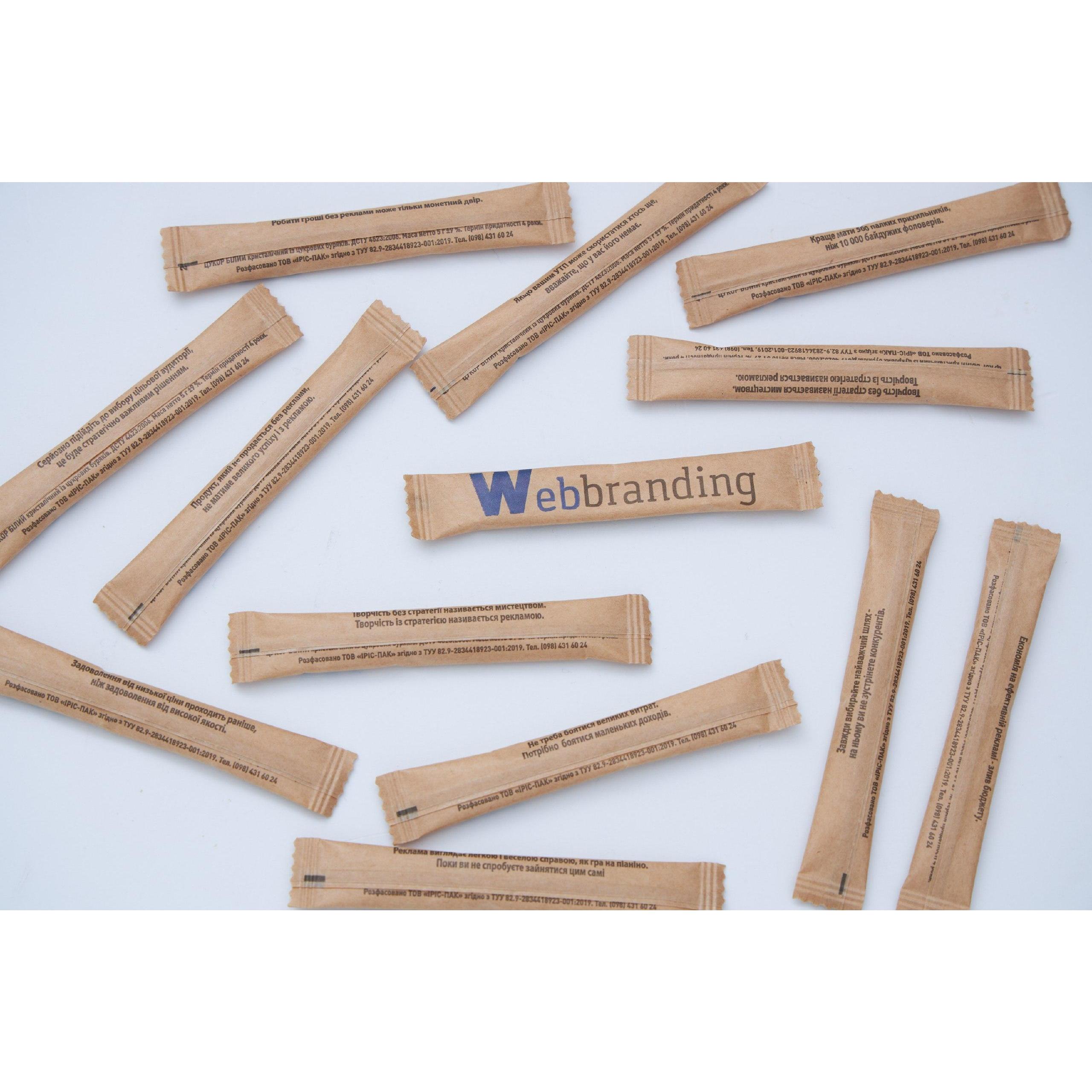 Цукор у стіках крафтових 102х17мм, 5г з логотипом