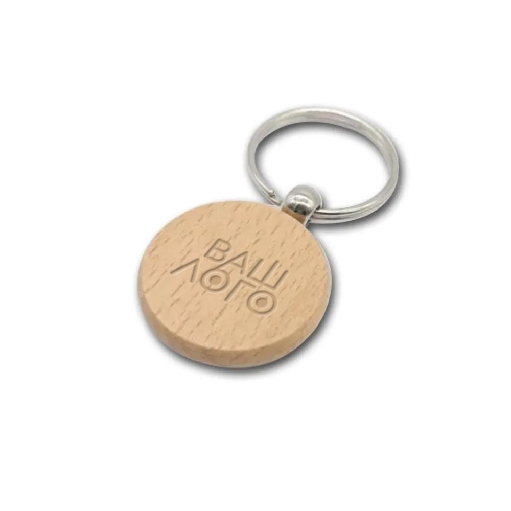 Брелок деревянный круг с покрытием 40 мм с логотипом