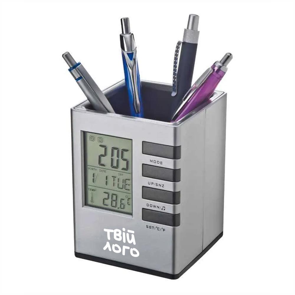 Арт.28715 Подставка для ручек с часами для вашего логотипа