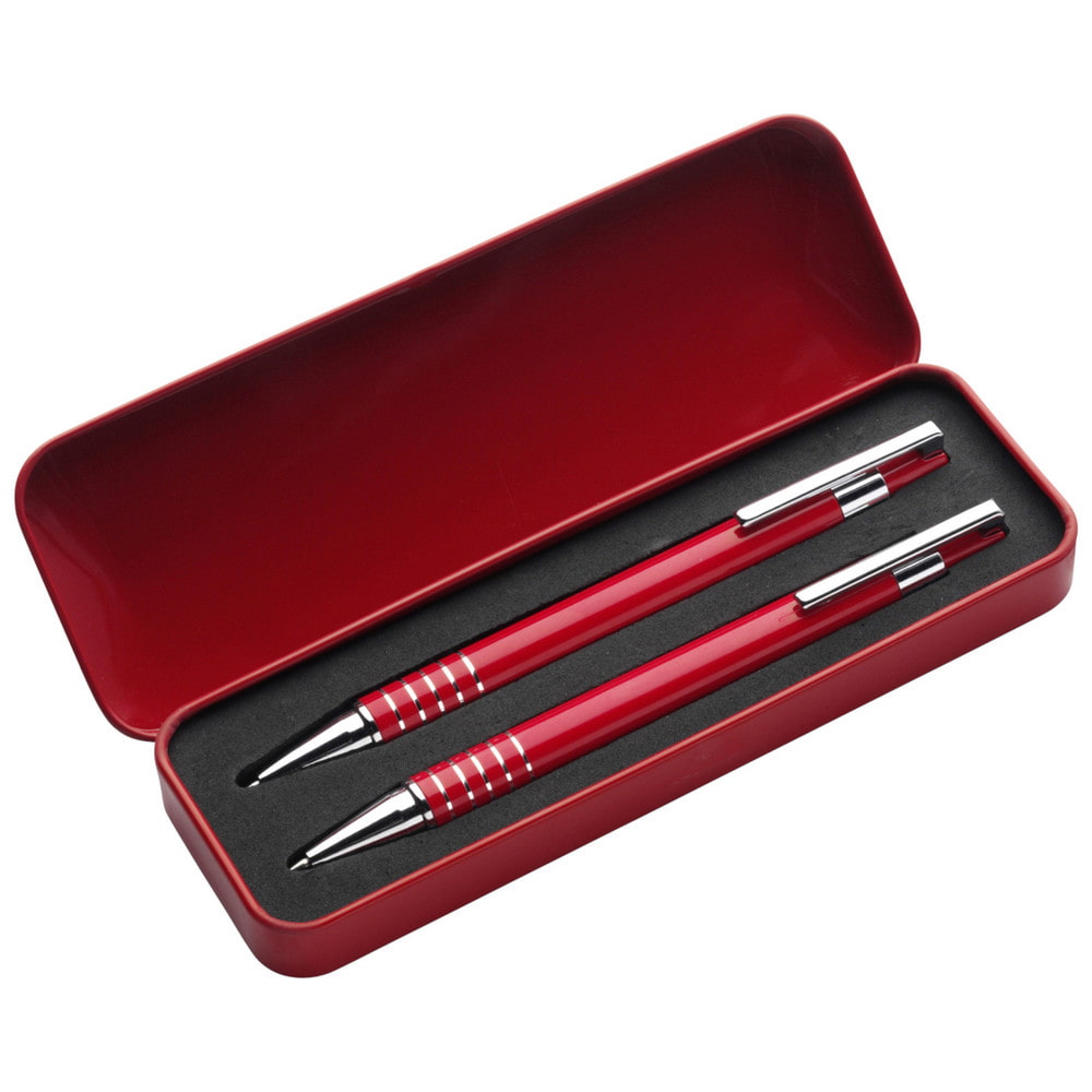 Набор алюминиевый (ручка + карандаш) черные чернила с логотипом