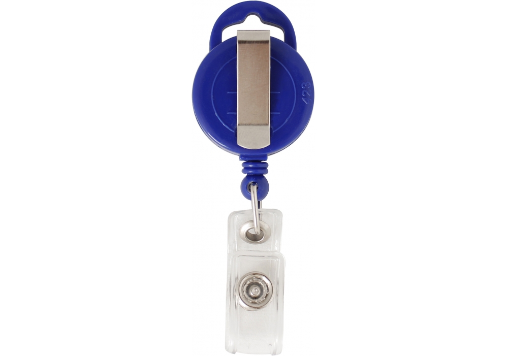 Держатель для бейджа Optima с рулеткой для вашего логотипа, синий, форма круга