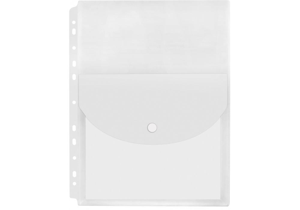 Конверт А4 прозрачный на липучке вертикальный с боковой перфорацией с лого