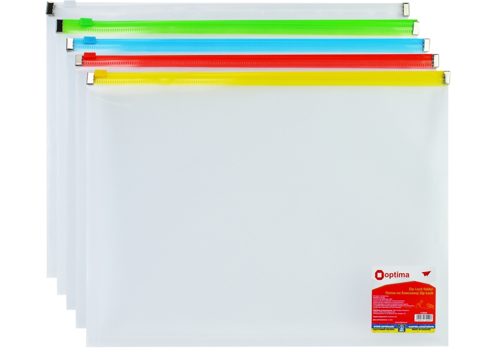 Папка пластиковая А4 прозрачная ассорти на застежке zip-lock для нанесение логотипа
