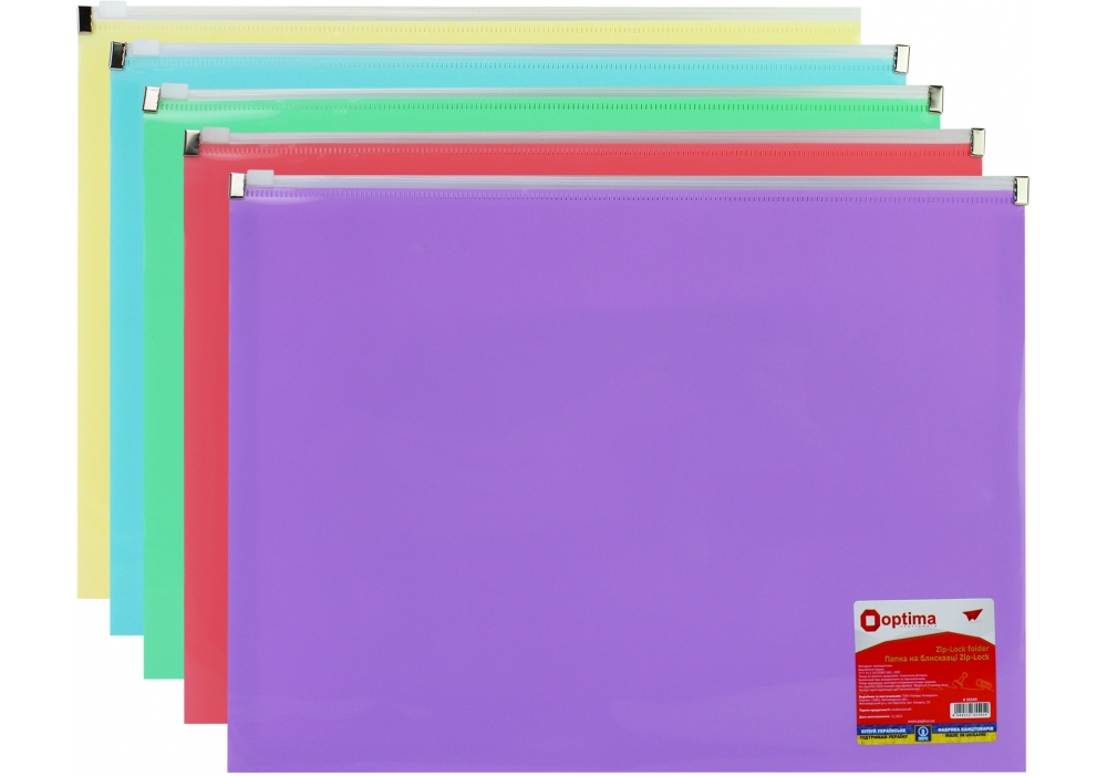 Папка пластиковая глянцевая А4 пастель ассорти на застежке zip-lock з лого
