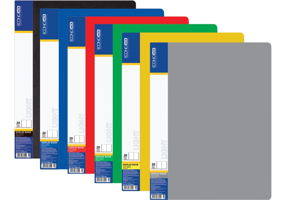 Папка пластиковая Economix Light А4 с 20 файлами 25 мм с нанесением логотипа