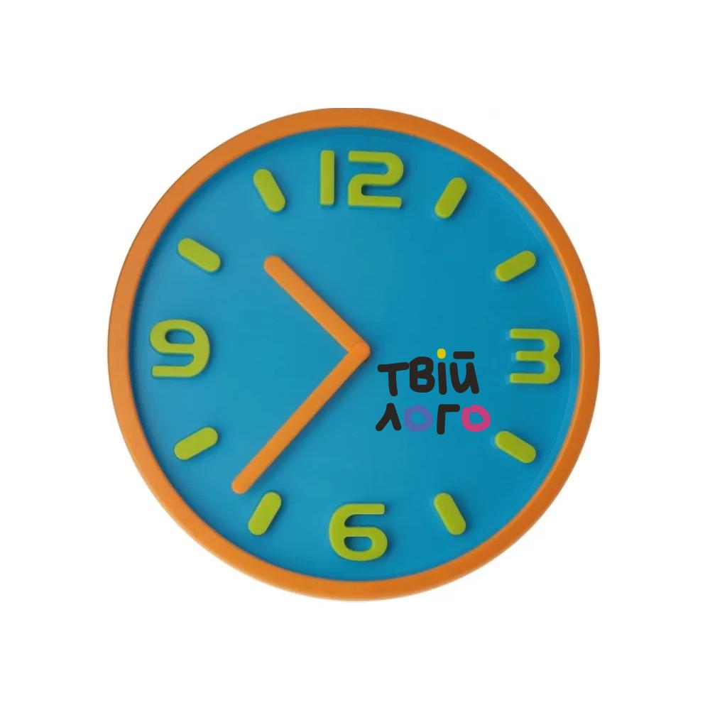 Часы настенные пластиковые Optima MAGIC голубой с логотипом 30 см