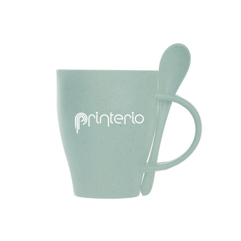 Бамбуковая кружка с вашим Логотипом 300 мл с ложкой