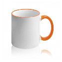 Кружка с цветной ручкой и каймой с логотипом